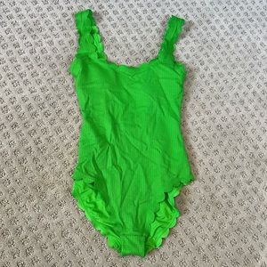 Aerie scalloped green swimsuit
